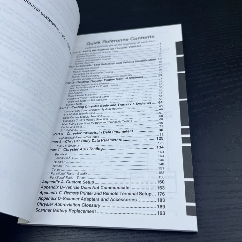 2001 Snap-On‎ Chrysler Reference Manual Eleventh Edition Scanner Guide